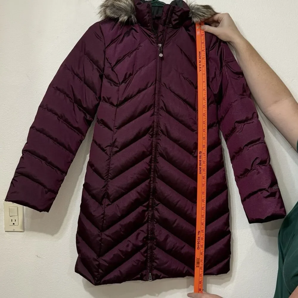 Eddie Bauer Women's Crystal Ridge Goose Down Parka Quilted Faux Fur Fuchsia XS